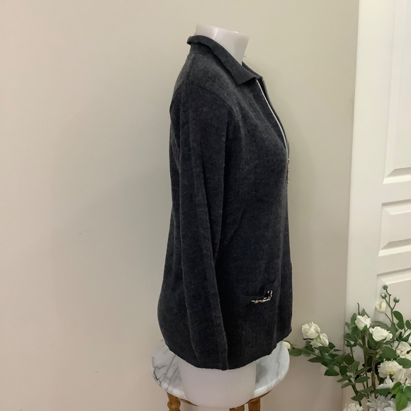 Vintage ADOLFO Wool Quarter- Zip Sweater Sz L 36-38 bust - Picture 4 of 14